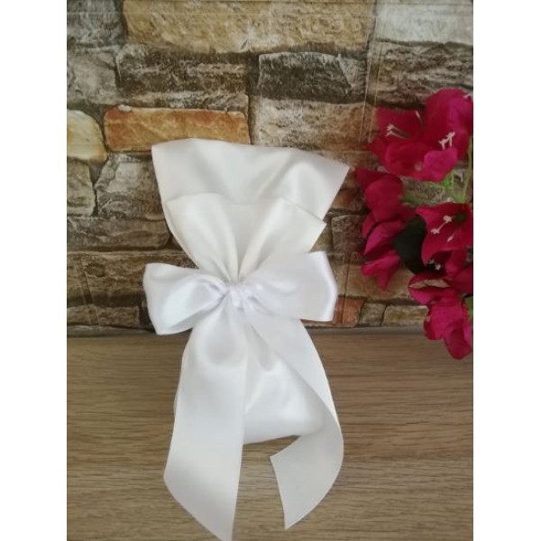 Favors pouch White Ivory satin Unique guests wedding souvenirs Baptism greek bomboniere Elegant event