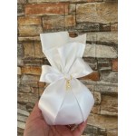 Favors pouch White Ivory satin 24K gold plated cross Unique guests wedding souvenirs Baptism greek bomboniere Elegant event