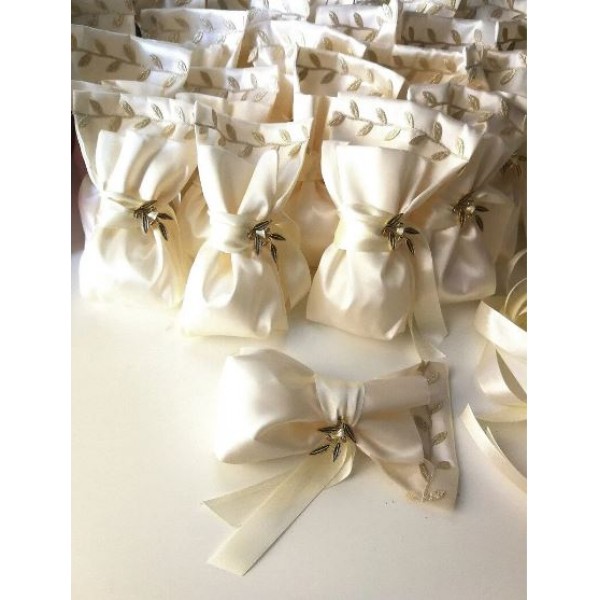 Favors pouch Olive leaves Unique guests wedding souvenirs Baptism greek bombonieres Elegant event