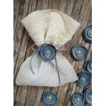 Favors pouch Lace Blue flower Wedding giveaway Greek baptism bomboniere Pearl flowers Elegant style