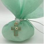 Favors pouch Mint evil eye cross Baptism bomboniere with koufeta Greek event Unique style Baby boy baby girl