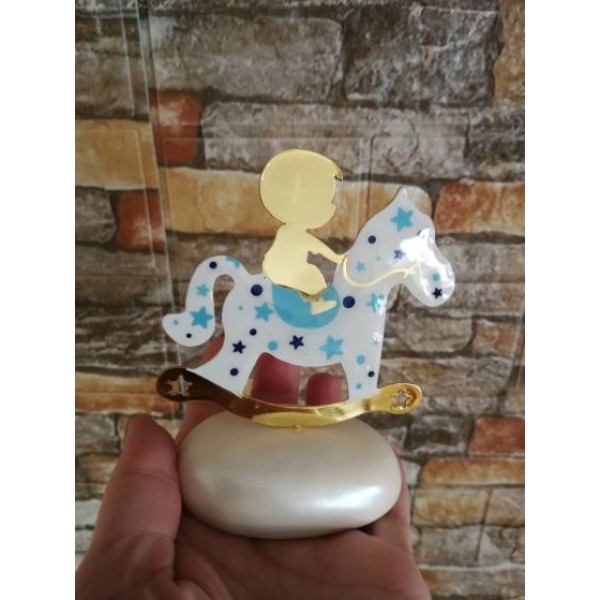 Favors ornament Boy on rocking horse Baby boy baptism souvenirs Greek bomboniere koufeta Christening guests gifts 