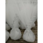 Favors tulle tall pouch Olive leaves trim Wedding bomboniere White bridal greek souvenirs with koufeta Color options