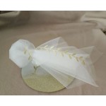 Favors tulle tall pouch Olive leaves trim Wedding bomboniere White bridal greek souvenirs with koufeta Color options