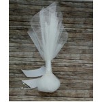 Favors tall tulle pouch Crystal Pearls Wedding bomboniere White wedding Greek favors with koufeta confetti