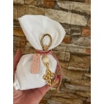 Favors pouch personalized Stainless steel 24K gold cross keychain Baptism Wedding souvenirs Elegant guest gifts