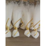 Favors tulle pouch Olive branch Wedding souvenirs Greek bomboniere koufeta double tulle Elegant guest gifts