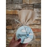 Favors pouch Airballoon Personalized ceramic bomboniere ornament Baptism guests gifts