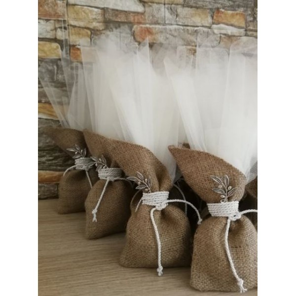 Favor pouch Olive branch Wedding souvenirs Greek bomboniere koufeta Baptism guest gifts Rustic style