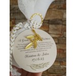 Favors keychain Olive branch personalizable Baptism Wedding bomboniere Greek favors with koufeta Guests gifts pouch Rustic elegant style