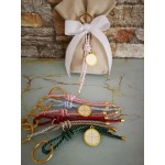 Favors keychain Byzantine cross with pouch Rustic style Baptism Wedding bomboniere Greek favors with koufeta