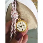 Favors keychain Byzantine cross with pouch Rustic style Baptism Wedding bomboniere Greek favors with koufeta