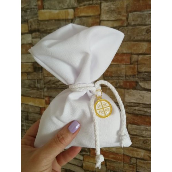 Favors Byzantine cross White pouch favors Greek bomboniere baptism koufeta Baby boy girl christening