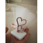 Favors ornament Two hearts Wedding bomboniere with koufeta Guests gifts Tulle pouch Modern and Elegant