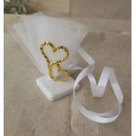 Favors ornament Two hearts Wedding bomboniere with koufeta Guests gifts Tulle pouch Modern and Elegant