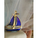 Favors ornament Boat on pebble Baptism souvenir Greek bomboniere koufeta Navy style