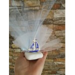 Favors ornament Boat on pebble Baptism souvenir Greek bomboniere koufeta Navy style