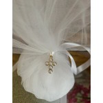 Favors pouch 24K gold plated stainless steel with pearls cross Baptism bomboniere Wedding greek guests souvenirs