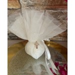 Favors pouch 24K gold plated stainless steel with crystal baguettes cross Baptism bomboniere Wedding greek guests souvenirs