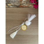 Favors tulle pouch with charm Byzantine cross favors Large charm orthodox Baptism Wedding favors