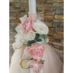 Complete set personalized Girl baptism Bouquet of roses with monogram Keepsake bag Candle Oil set Towel set Baby girl christening