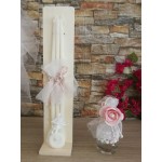 Complete set personalized Girl baptism Bouquet of roses with monogram Keepsake bag Candle Oil set Towel set Baby girl christening