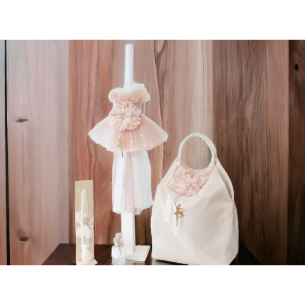 Complete set girl baptism Ballerina Keepsake bag Candle Oil set Towel set Baby girl christening