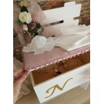 Complete set personalized Girl baptism Flower composition Keepsake box bench Candle Oil set Towel set Baby girl christening