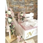 Complete set personalized Girl baptism Flower composition Keepsake box bench Candle Oil set Towel set Baby girl christening