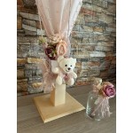 Complete set personalized Girl baptism Airballoon baby bear theme Keepsake bag Candle Oil set Towel set Greek baby girl christening