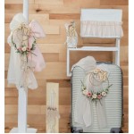 Complete set personalized Girl baptism Flowers with monogram theme Trolley suitcase Candle Oil set Towel set Baby girl christening