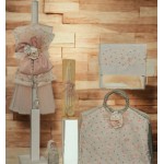 Complete set girl baptism Joy pink flowers Keepsake bag Candle Oil set Towel set Greek christening baby girl