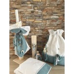 Complete set boy baptism personalized Stars and crown Keepsake bag or trolley suitcase Candle Oil set Towel set