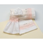 Ladopana set baby girl baptism French lace Ivory color Orhodox baptism