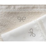 Ladopana set baby girl baptism Lace and satin Ivory color Orhodox baptism