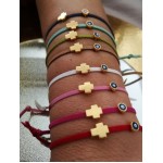 Witness bracelets 24k gold plated cross with evil eye Baptism martyrika Guests gifts Baby boy girl christening