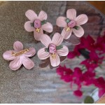 Witness pins Dusty pink suede flower brooch and cross Guests gifts Baby girl christening